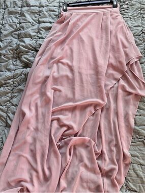 Soft Pink Flowing Maxi Skirt — Women's Wrap-Style